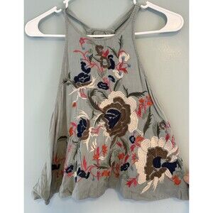 Womens Top Kimchi Blue Urban Outfitters 360 Swing Crop Embroidered Flower Size S